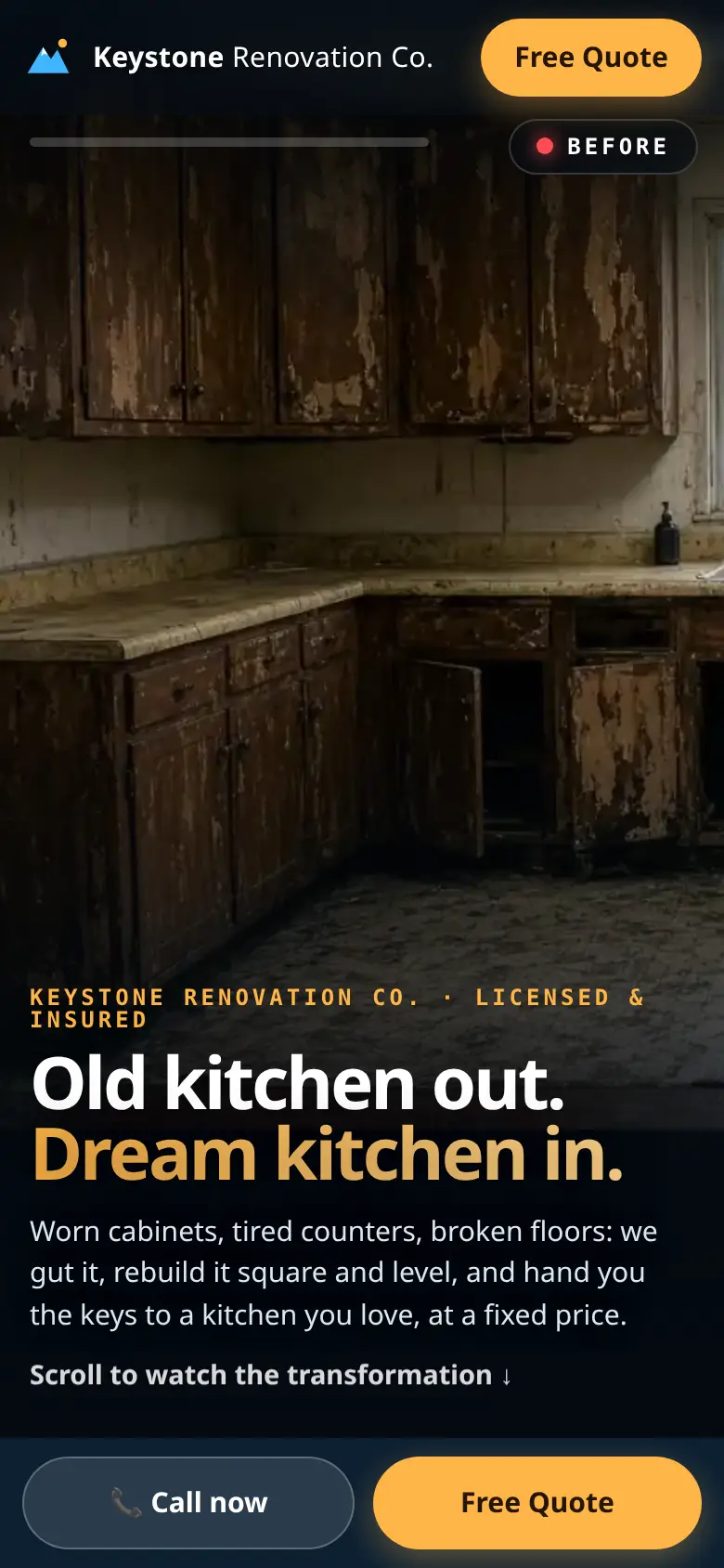 New site for the fictional Keystone Renovation Co. (demo)